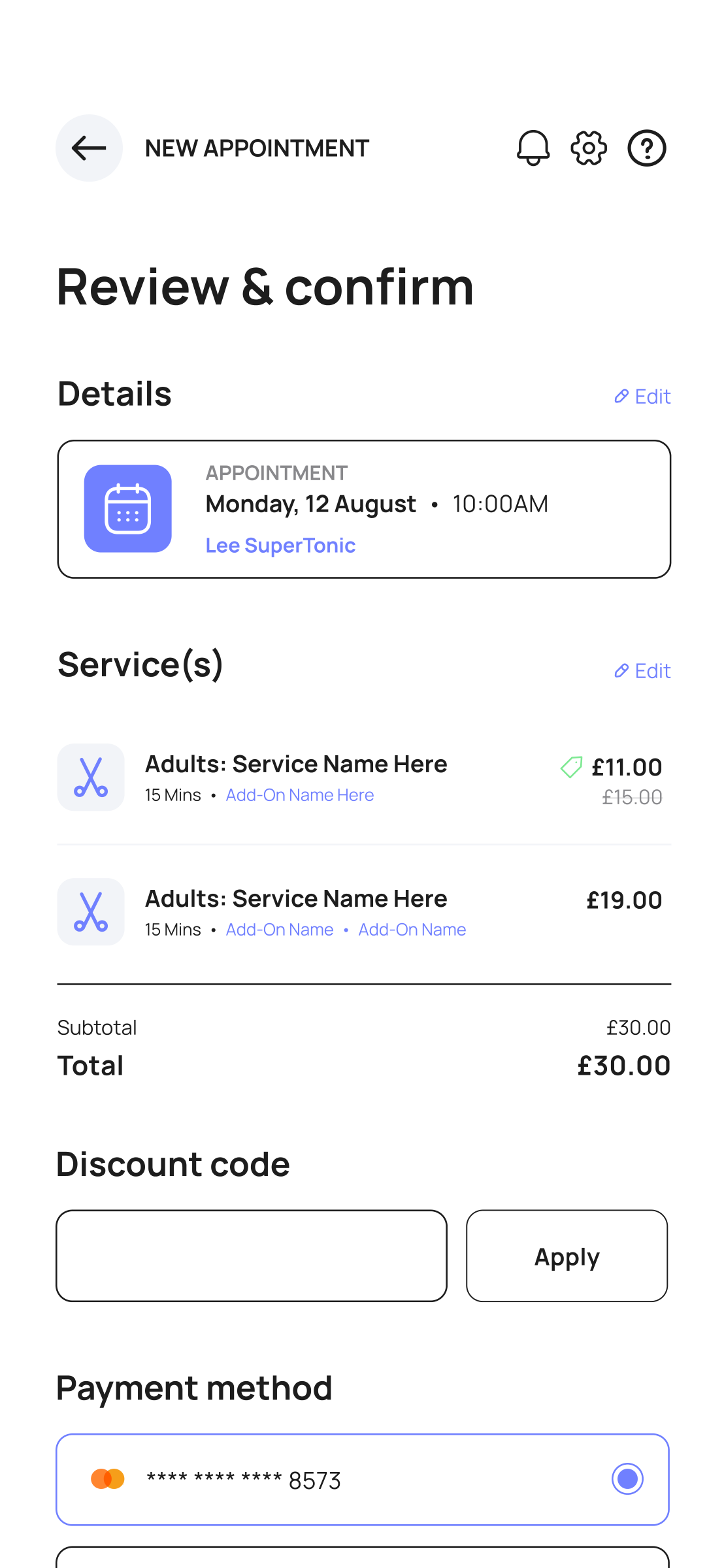Styla booking summary