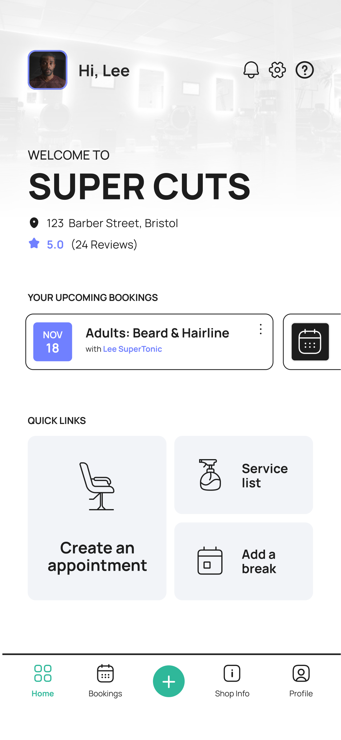 Styla barber dashboard